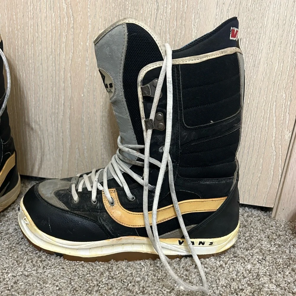 Vans Hi-Standard OG Snowboard Boots Mens Sz 13 Black White LaceUp Classic Winter